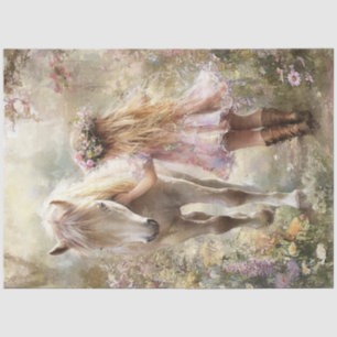 Découpage Magische Lilie Ihr Pferd Luna auf der Wi Seidenpapier