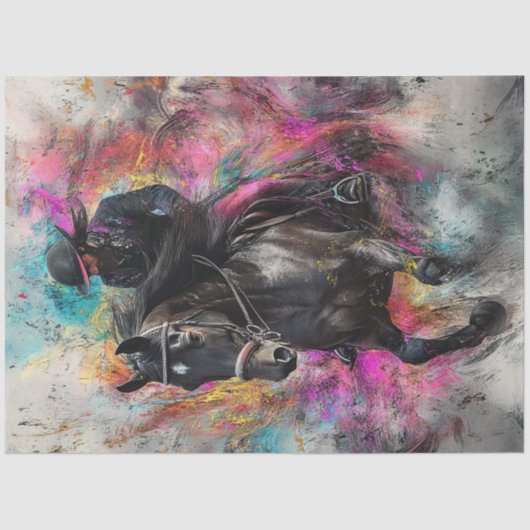 Decoupage Majestic Black Horse & Rider Vibrannt Seidenpapier (Vorderseite)