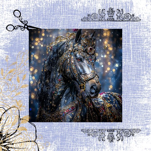 Decoupage Majestic Black Stallion Jewel begraben Seidenpapier