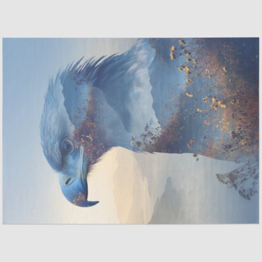 Decoupage Majestic Eagle Double Exposure Mountains Seidenpapier (Vorderseite)