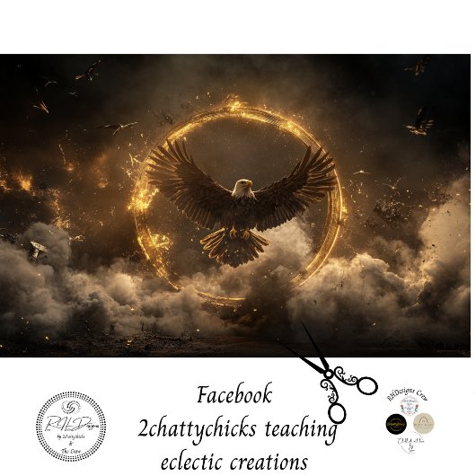 Decoupage Majestic Eagle Golden Ring Flying Seidenpapier