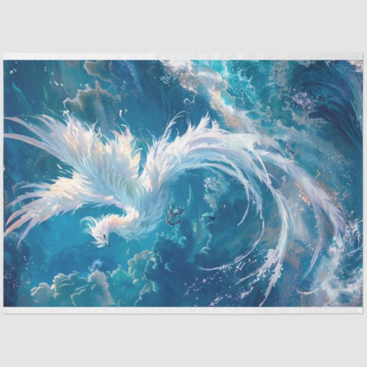 Decoupage Majestic Ethereal White Phoenix Seidenpapier (Vorderseite)