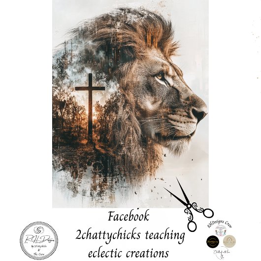 Decoupage Majestic Lion & Cross Seidenpapier
