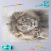 Decoupage Majestic Lion & Cub Verziert Crown Seidenpapier (Basteln)