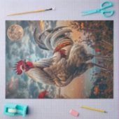 Decoupage Majestic Rooster Vibrann Night Sky Moon Seidenpapier (Basteln)