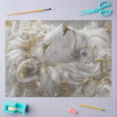 Decoupage Majestic White Lion Gold & Silber Seidenpapier (Basteln)
