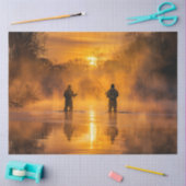 Decoupage malerische Landschaft Männer Fischen Seidenpapier (Basteln)