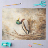 Decoupage Mallard Duck Floating Sage Grass Seidenpapier (Basteln)