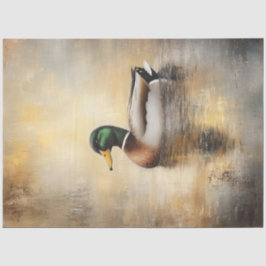 Decoupage Mallard Duck Gemälde Floating on Water Seidenpapier