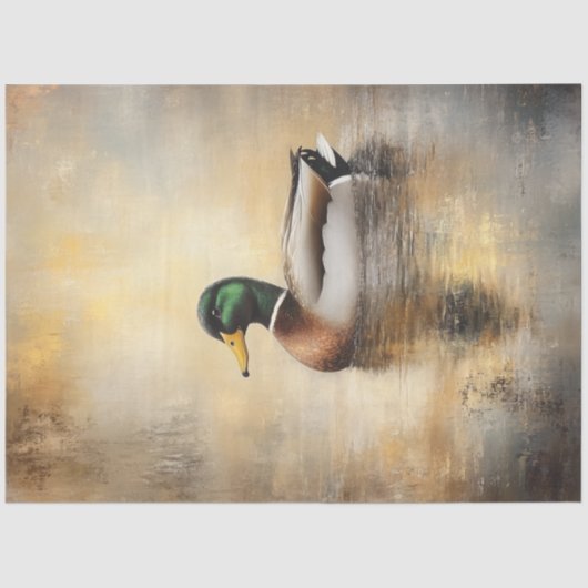 Decoupage Mallard Duck Gemälde Floating on Water Seidenpapier (Vorderseite)