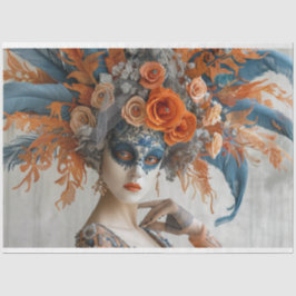 Decoupage Mardi Gras Queen mit Headresse Seidenpapier