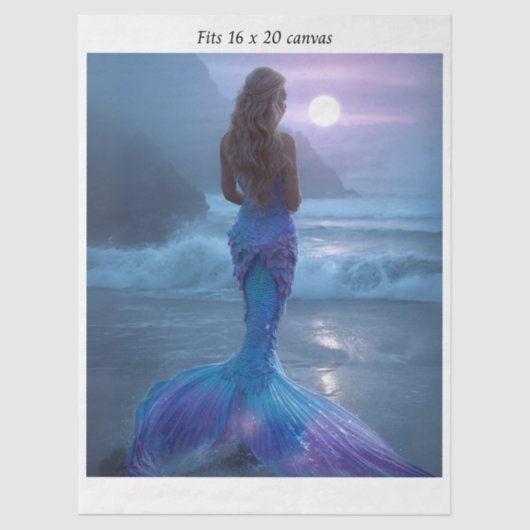 Decoupage Mermaid Purple Iridescent Tail 16x20  Seidenpapier (Vorderseite)