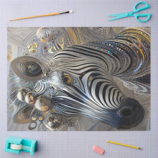 Decoupage Metallic Adorned Zebra Jewel Patterns Seidenpapier (Basteln)