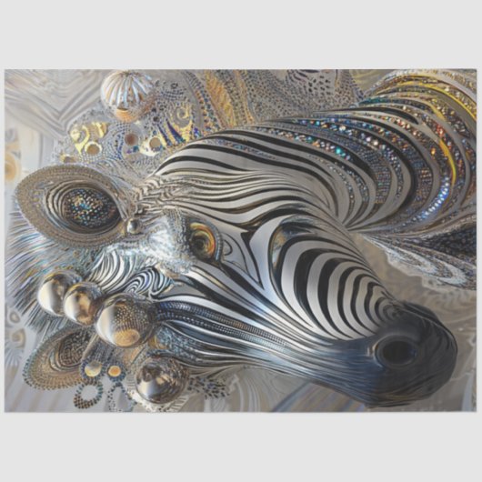 Decoupage Metallic Adorned Zebra Jewel Patterns Seidenpapier (Vorderseite)