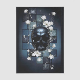 Decoupage Midnight Skull with Magnolia Seidenpapier