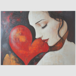 Decoupage Minimalistisch Valentine Heart Ladys Fac Seidenpapier