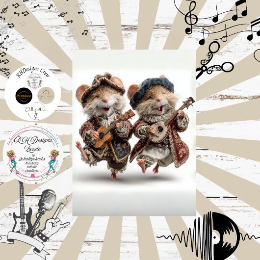Decoupage Minstrel Mice Fur Feather Funk Band Seidenpapier