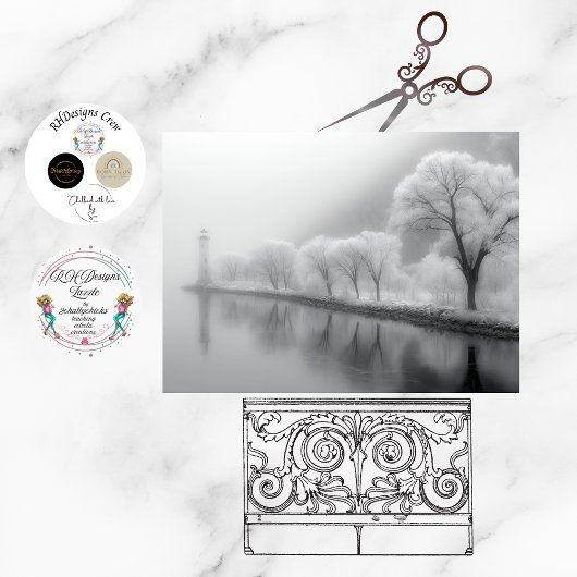 Decoupage Misty Lighthouse Winter Foggy Scene Seidenpapier