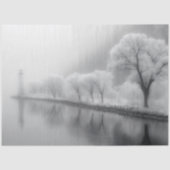 Decoupage Misty Lighthouse Winter Foggy Scene Seidenpapier (Vorderseite)