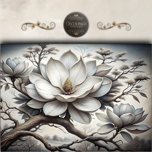Decoupage mit südlicher Magnolienblüte Seidenpapier