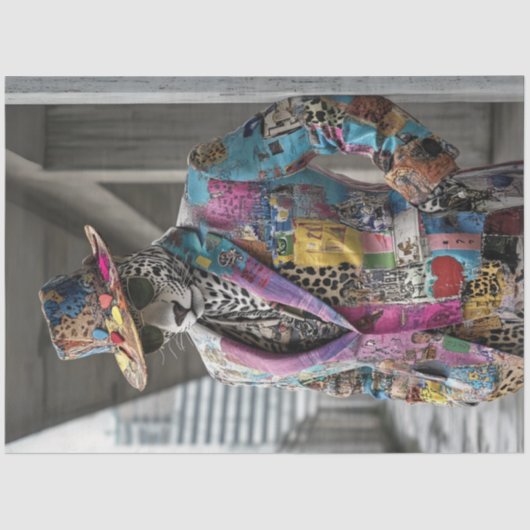 Decoupage modischer Leopard Abstrakter Anzug Seidenpapier (Vorderseite)