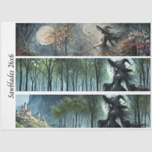 Découpage-Mondschein-Gotikwald & Hexen-Handsägen Seidenpapier