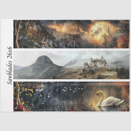 Decoupage Moonlit Castles Signs & Handsaws Seidenpapier (Vorderseite)