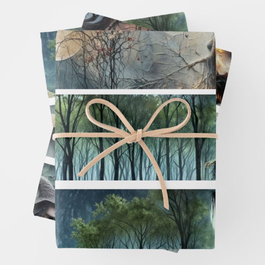 Decoupage Moonlit Gothic Forest & Witch Handsaws Geschenkpapier Set (Beispiel)