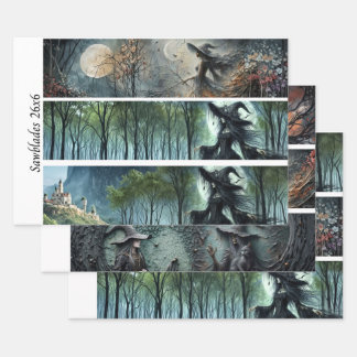 Decoupage Moonlit Gothic Forest & Witch Handsaws Geschenkpapier Set