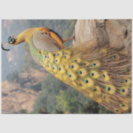 Decoupage Mountain Majestic Peacock Golden  Seidenpapier