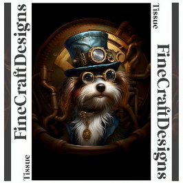 Decoupage Mousseline Steampunk Dog Imitate Ink 033 Seidenpapier