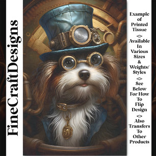 Découpage Mousseline Steampunk Hund Falsche Tinte  Seidenpapier