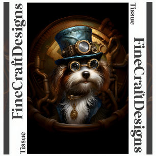 Découpage Mousseline Steampunk Hund Falsche Tinte  Seidenpapier