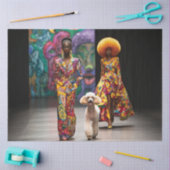 Decoupage Multicolored Fashion Runway Lady Poodle Seidenpapier (Basteln)