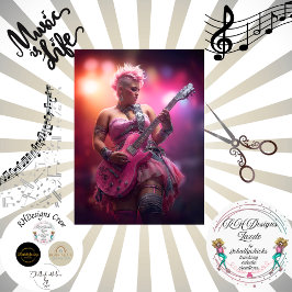 Decoupage Music Punk Rocker Pink Seidenpapier