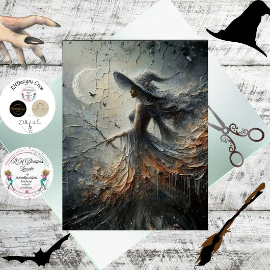 Decoupage Mystical Fantasy Woman Crescent Moon Seidenpapier