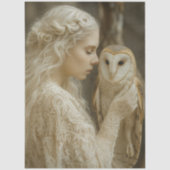 Decoupage Mystical Woman In Ivory With Owl Seidenpapier (Vorderseite)