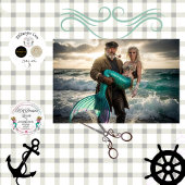 Decoupage Mythical Sailor Rescue Mermaid at Sea Seidenpapier