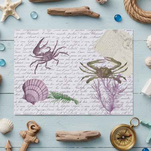 Decoupage Nautical Crab Crustacean Seidenpapier