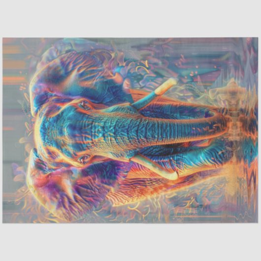 Decoupage Neon farbig Majestic Elephant Seidenpapier (Vorderseite)