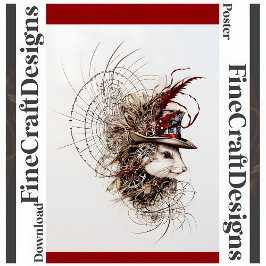 Decoupage Niedlich Steampunk Weiße Maus in Hat R 1 Seidenpapier