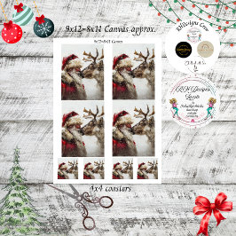 Découpage Nostalgischer Santa Rudolph Kuss Seidenpapier
