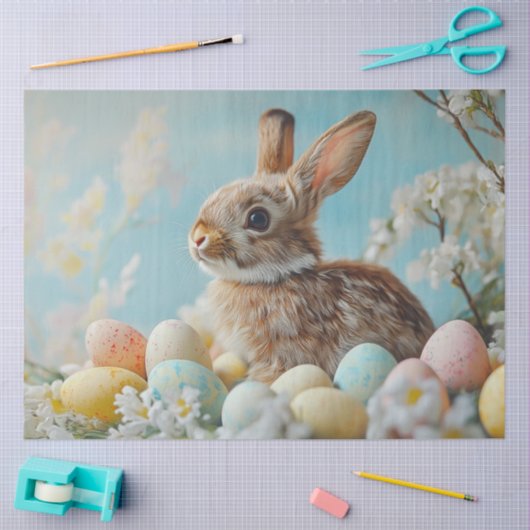 Decoupage Oaster Brown Rabbit Pastel Eier Seidenpapier (Basteln)