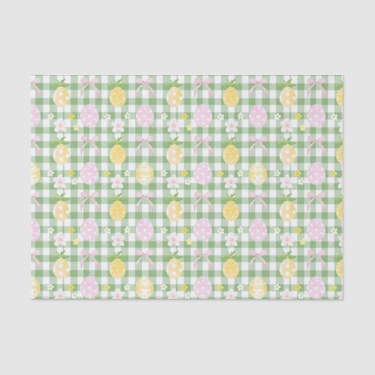 Decoupage Oaster Egg Green Gingham Seidenpapier (Vorderseite)