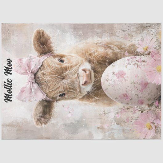 Decoupage Oaster Highland Calf Mollie Moo Custom Seidenpapier (Vorderseite)