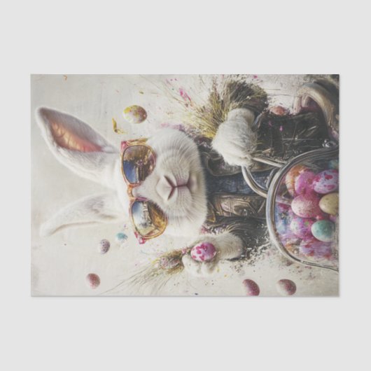 Decoupage Oaster Rabbit Leather Jacket Egg Hunt Seidenpapier (Vorderseite)