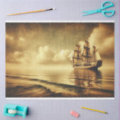 Decoupage Ocean Segelschiff Sepia Seidenpapier (Basteln)