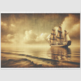 Decoupage Ocean Segelschiff Sepia Seidenpapier