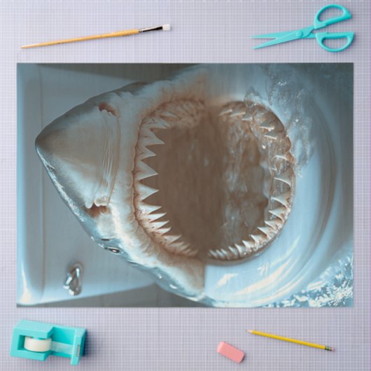 Decoupage Open Mouth Shark Toilettensitz Seidenpapier (Basteln)