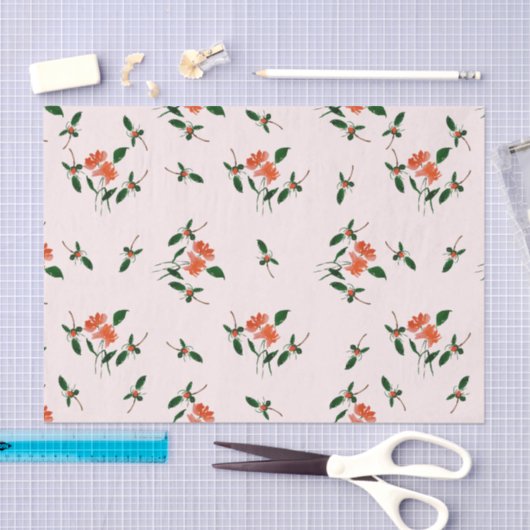 Decoupage Or Gifting Hand-Painted Florals Blush Seidenpapier (Handwerk)